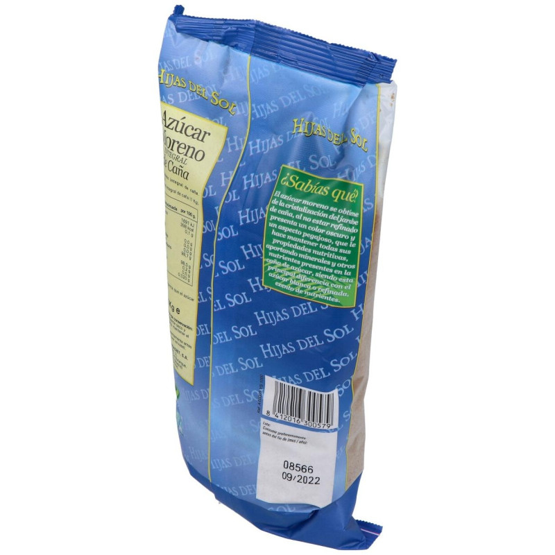 Azucar Moreno de Caña Bolsa 1kg. Hijas del Sol - Ynsadiet
