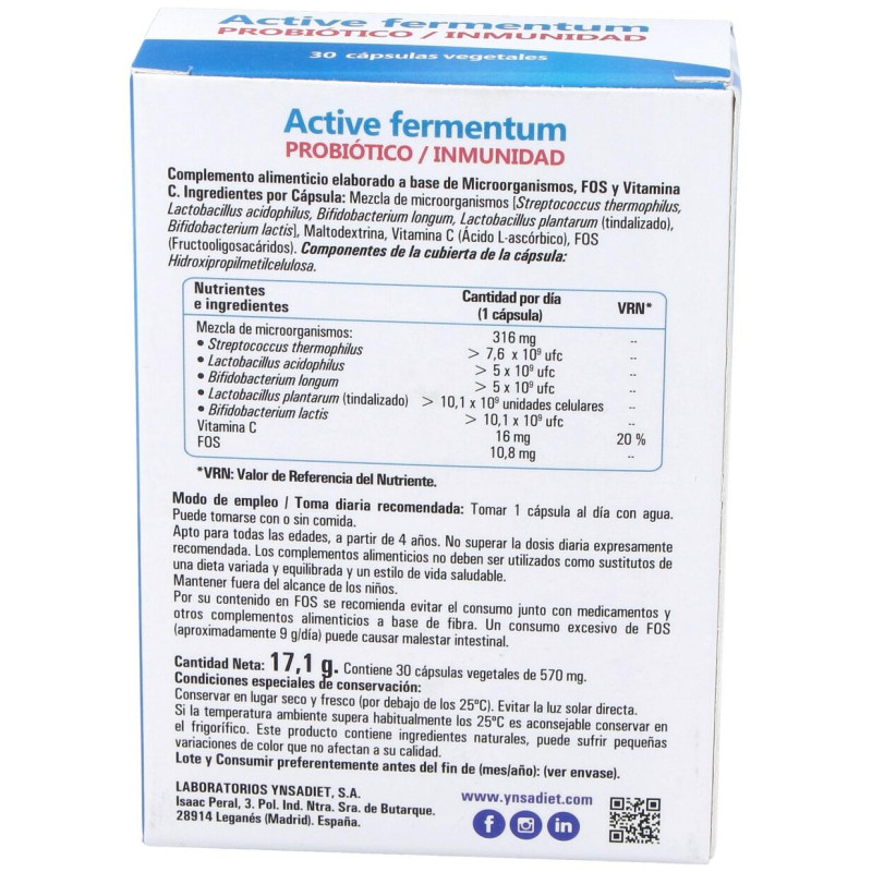 Active Fermentum Probiótico Inmunidad 30vcaps - Zentrum