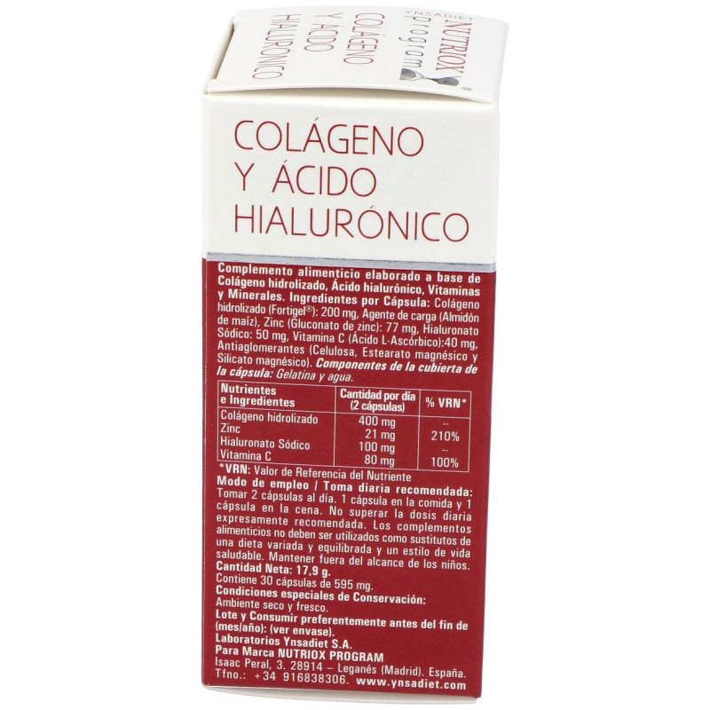 Ac. Hialuronico y Colageno 30cap. 2 - Nutriox