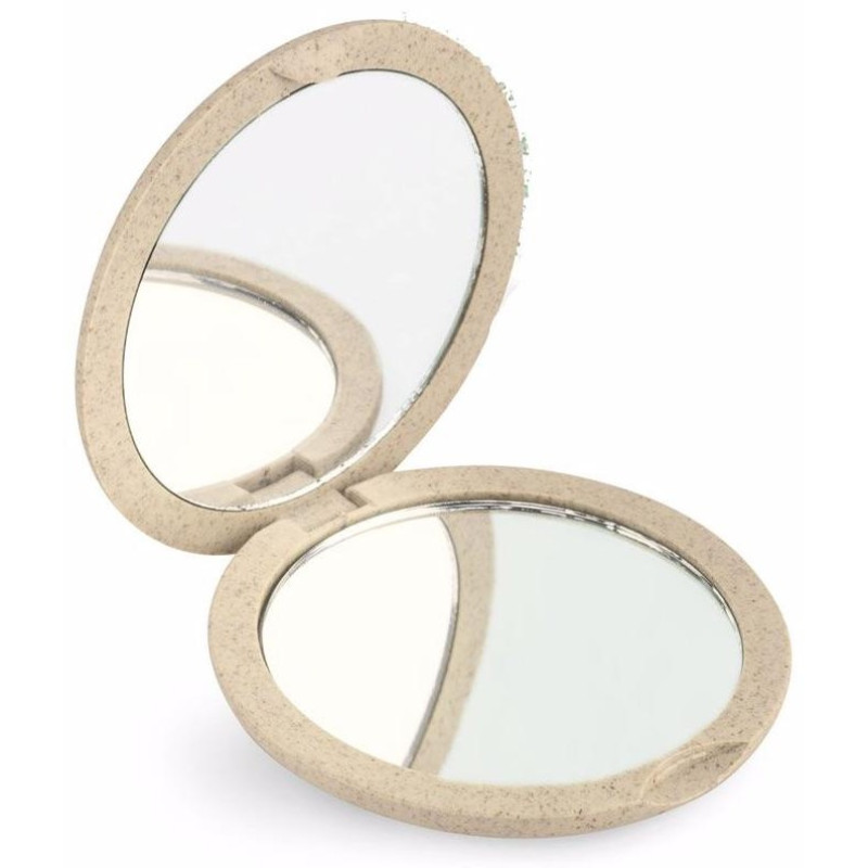 Espejo Bolso Natural Fiber Doble Plegable X4 Beige 1 u - Beter