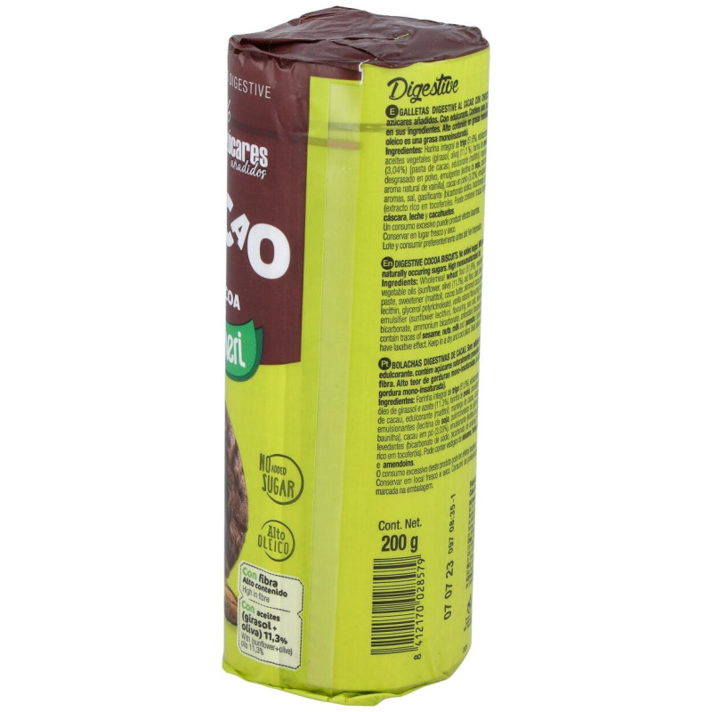 Galletas Digestive Cacao 0% Azucares 200gr - Santiveri