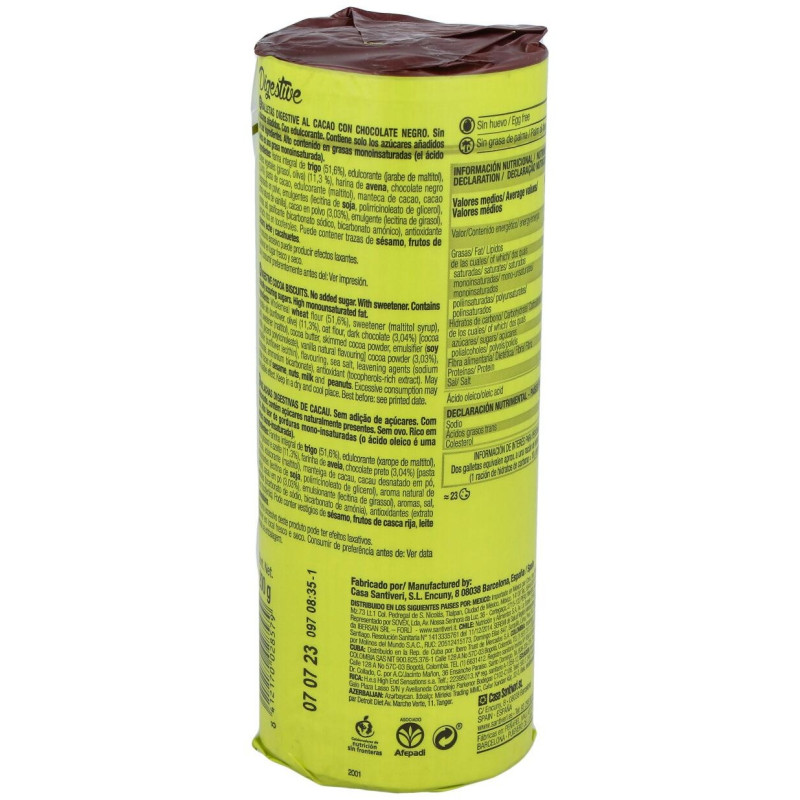 Galletas Digestive Cacao 0% Azucares 200gr - Santiveri