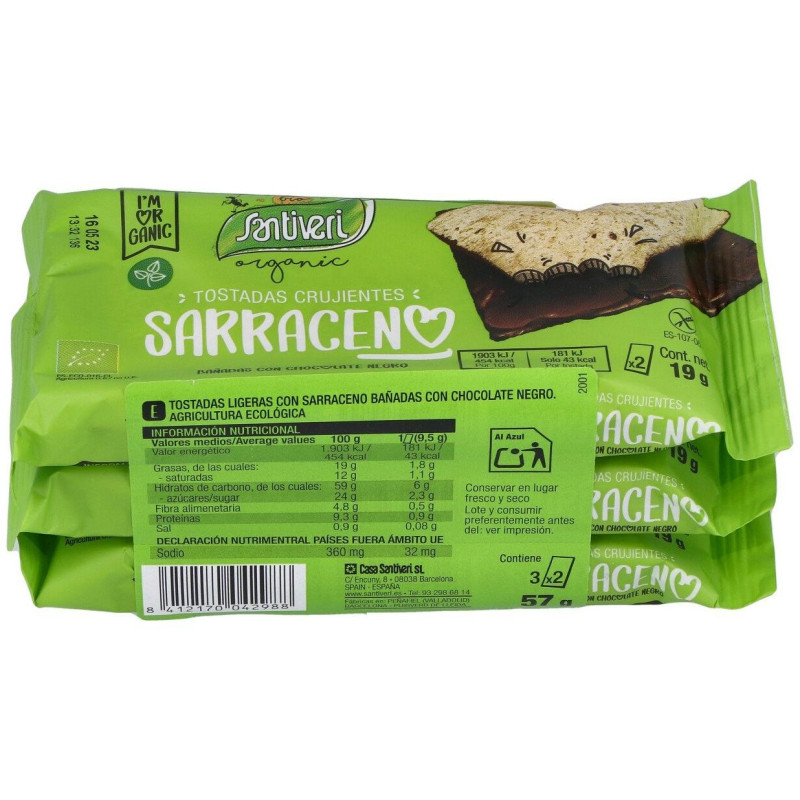 Tostadas Trigo Sarraceno Choco Negro 6ud - Santiveri