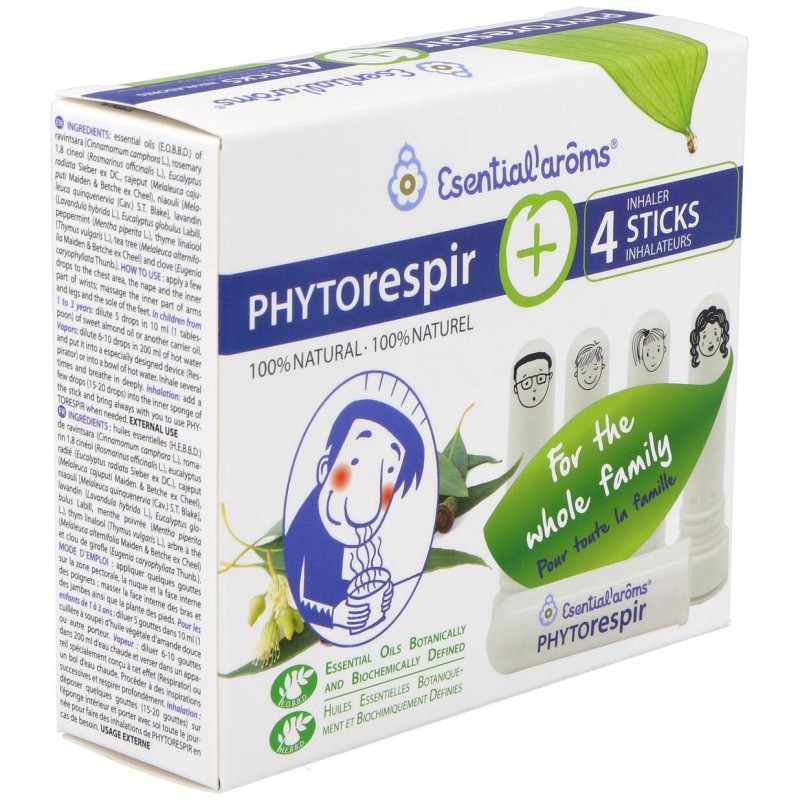 Phytorespir Frasco 30ml. + 4 Sticks Inhaladores - Esential Aroms