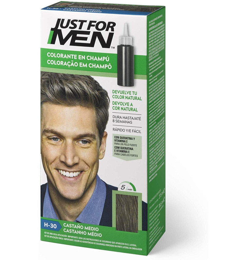 Just For Men - Champu Colorante (1 Envase 66 ml Tono Castaño Medio Natural) - Combe Europa Sl