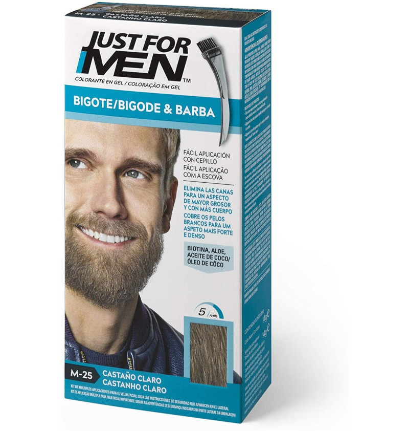 Just For Men Bigote y Barba - Gel Colorante (1 Envase 30 ml Color Castaño Claro) - Combe Europa Sl