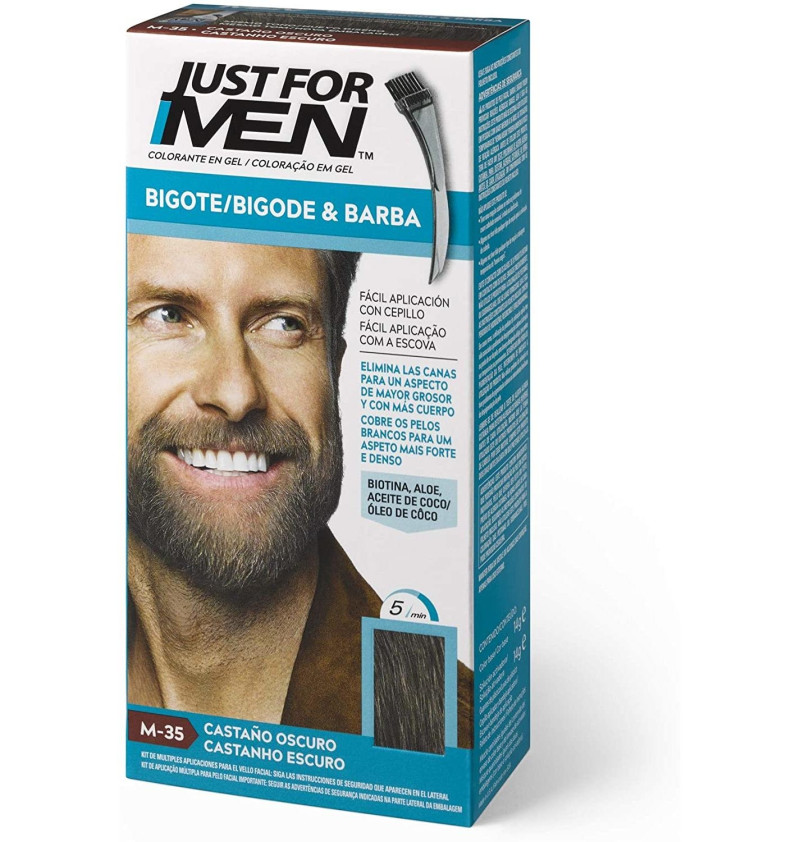 Just For Men Bigote y Barba - Gel Colorante (1 Envase 30 ml Color Castaño Oscuro) - Combe Europa Sl