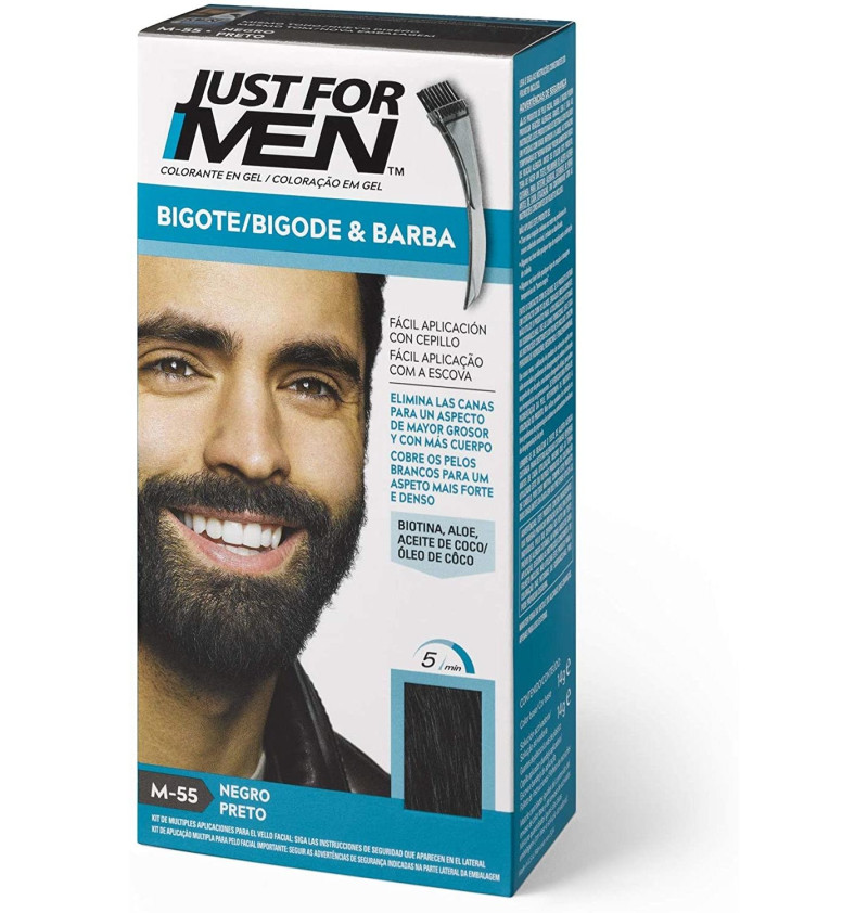Just For Men Bigote y Barba - Gel Colorante (1 Envase 30 ml Color Negro) - Combe Europa Sl