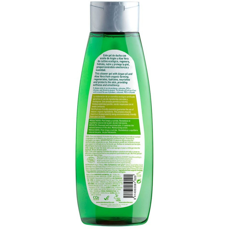Gel de Ducha Bio Ecocert Regenerador Argán y Aloe Vera 500ml - Naturvital