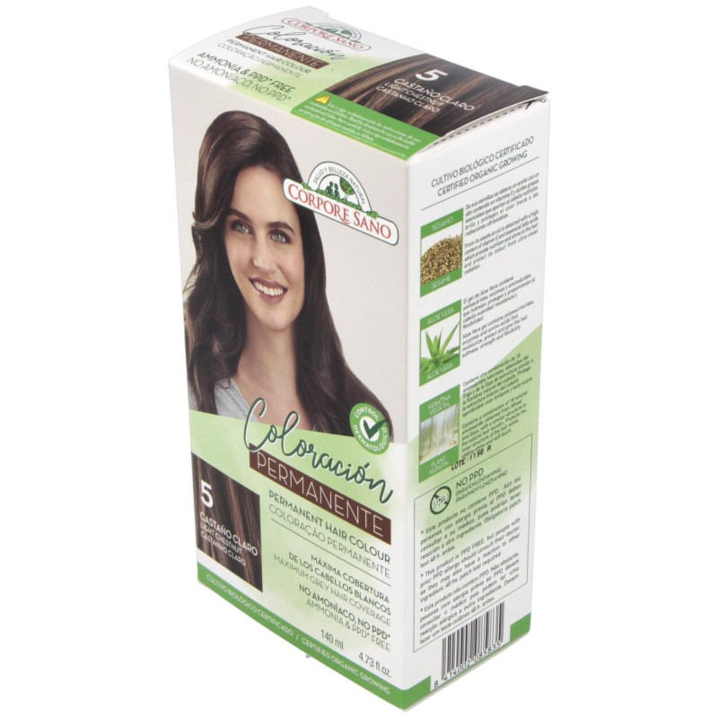 Tinte Permanente Nº 5 Castaño Claro 140ml - Corpore Sano