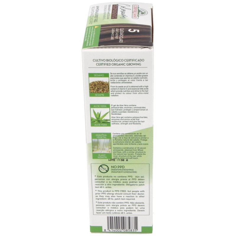 Tinte Permanente Nº 5 Castaño Claro 140ml - Corpore Sano
