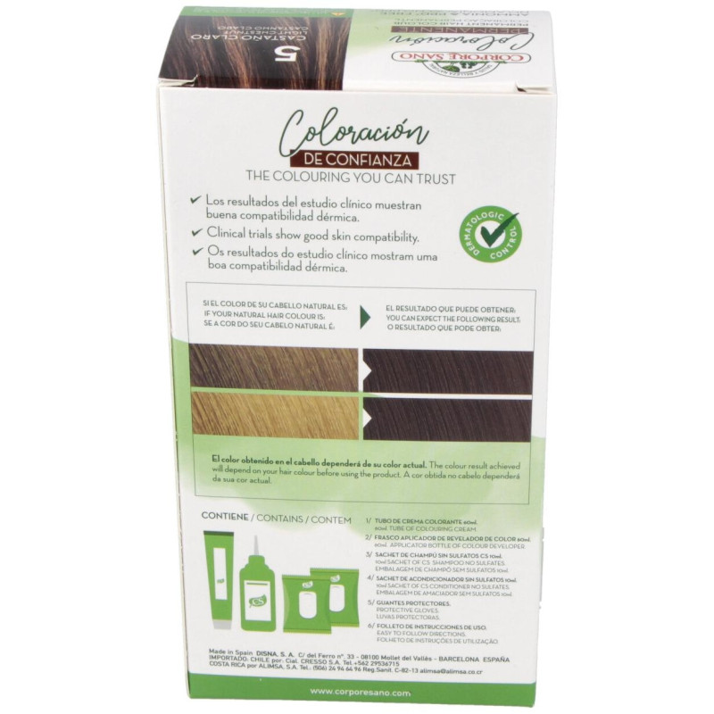Tinte Permanente Nº 5 Castaño Claro 140ml - Corpore Sano