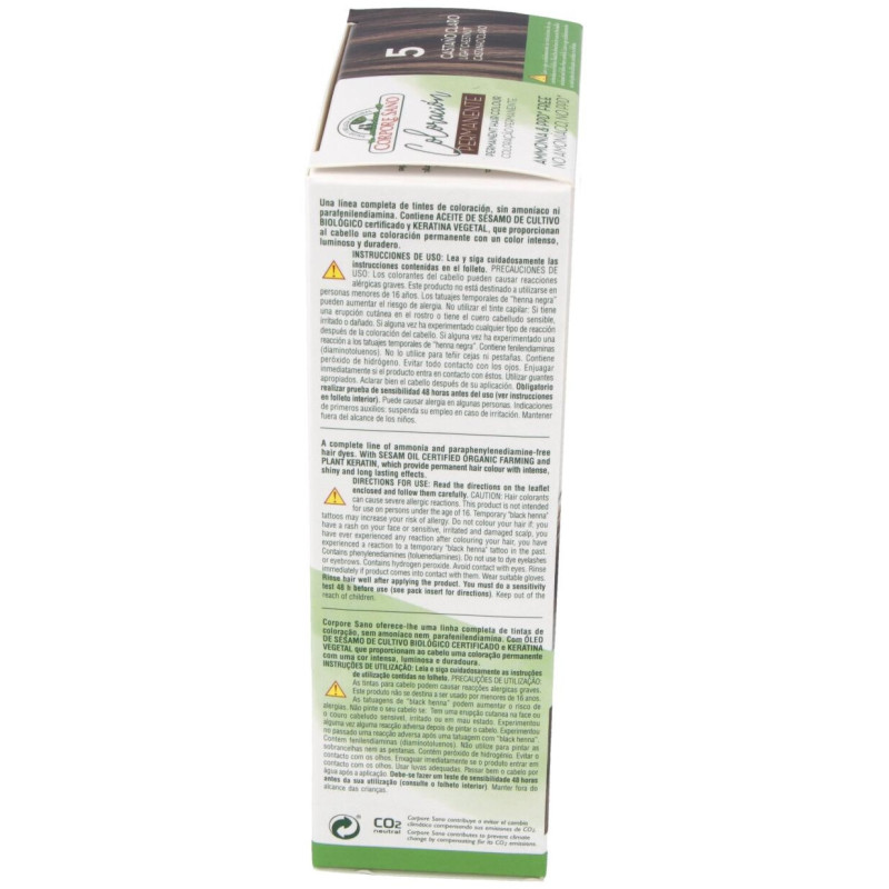 Tinte Permanente Nº 5 Castaño Claro 140ml - Corpore Sano