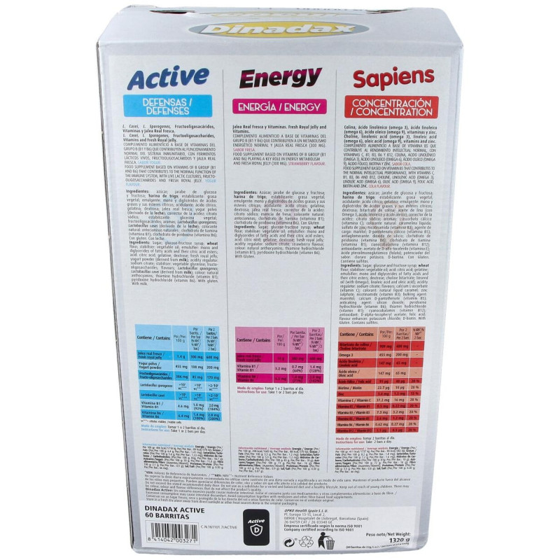 Dinadax Active (yogur) Expositor 60barritas - Pharmadiet
