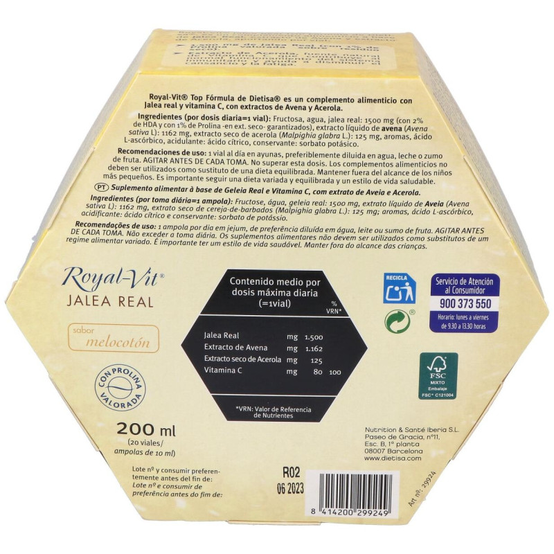 Royal - Vit Jalea Real Top Fórmula 20uds - Dietisa