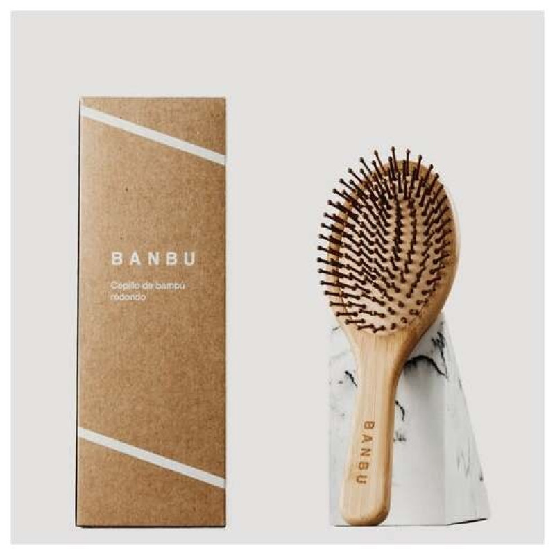 Banbu Cepillo De Bambu Y Caucho Natural Redondo.