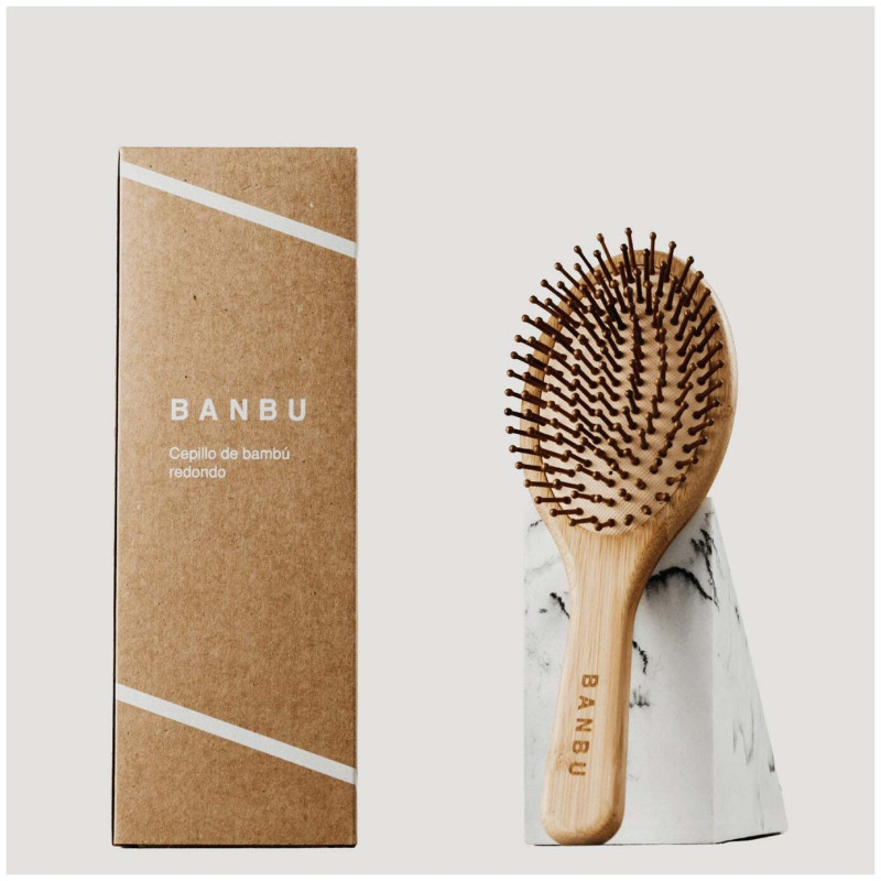 Banbu Cepillo De Bambu Y Caucho Natural Redondo.