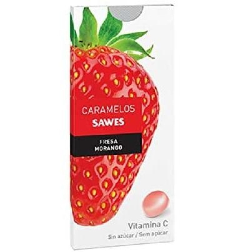 Caramelos Blister sin Azucar, 22g Sabor Fresa - Sawes