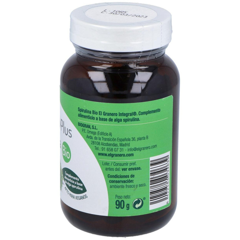 Granero Complemento Spirulina Bio 180 Comp - El Granero