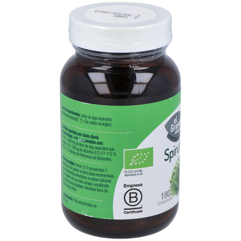 Granero Complemento Spirulina Bio 180 Comp - El Granero