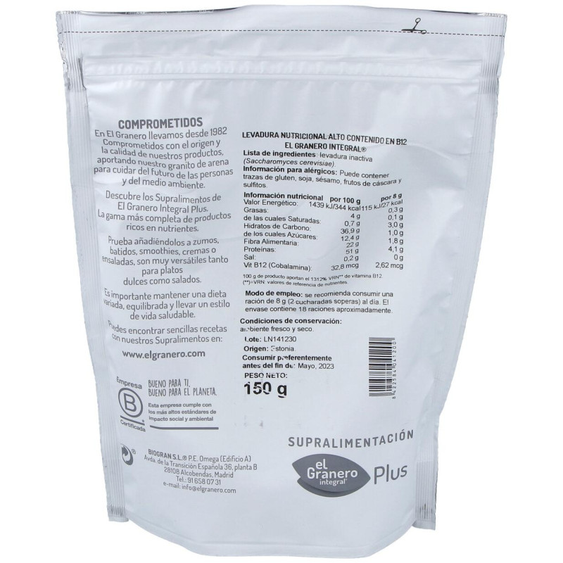 Granero Integral Levadura Nutricional Vit. B12 100g - El Granero
