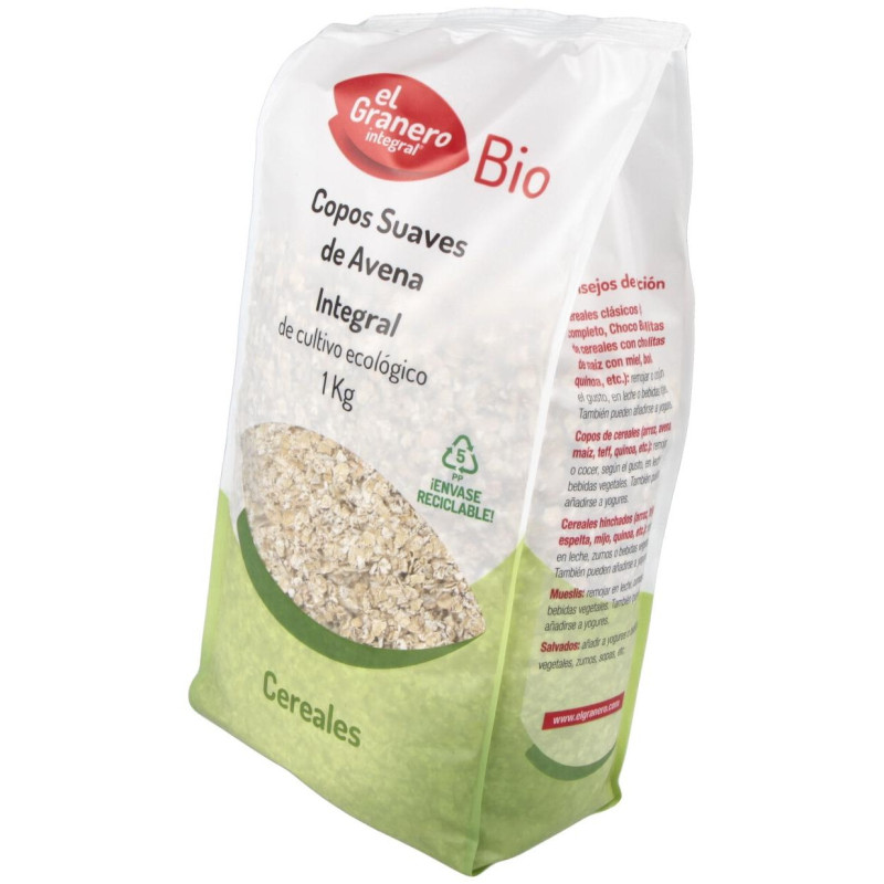 Granero Alimentacion Copos Avena Suaves Integrales Bio 1kg - El Granero