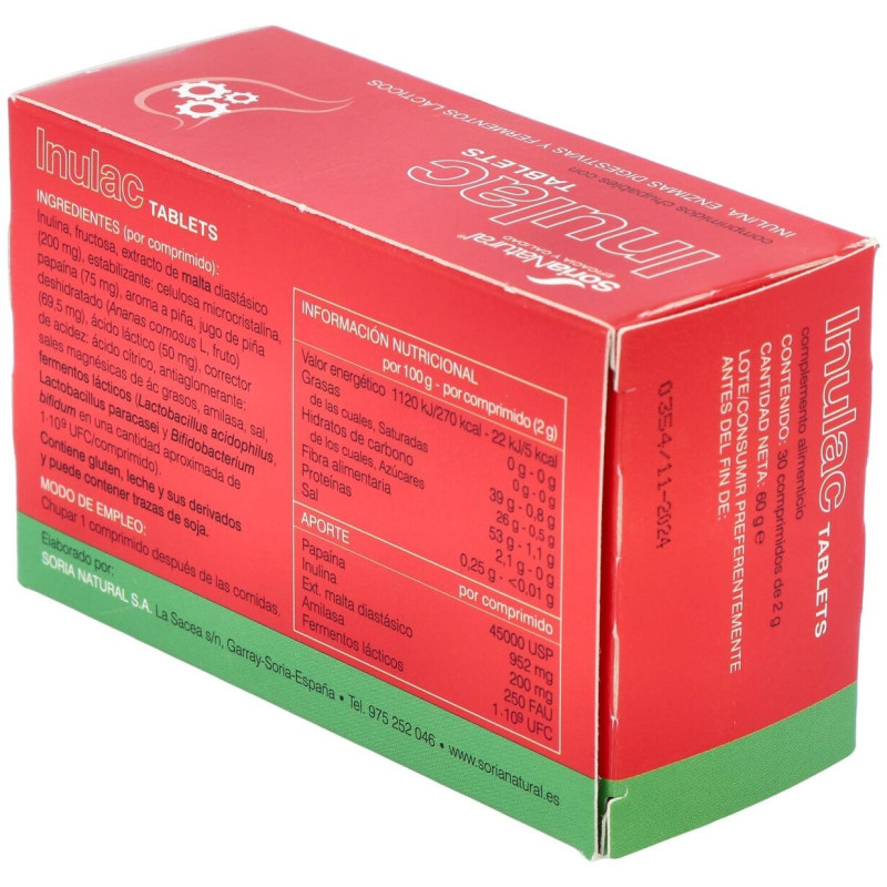 Inulac Tablets 30 Comprimidos Soria - Soria Natural