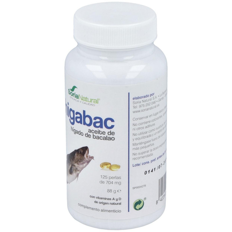Higabac Aceite de Higado de Bacalao 125 Perlas - Soria Natural