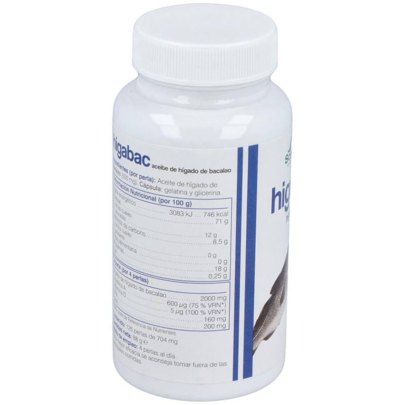 Higabac Aceite de Higado de Bacalao 125 Perlas - Soria Natural