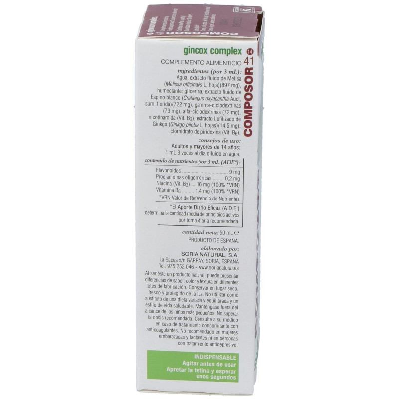 Composor 41 - Gincox Complex 50ml - Soria Natural