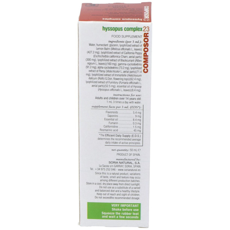 Composor 23 - Hyssopus Complex 50ml - Soria Natural