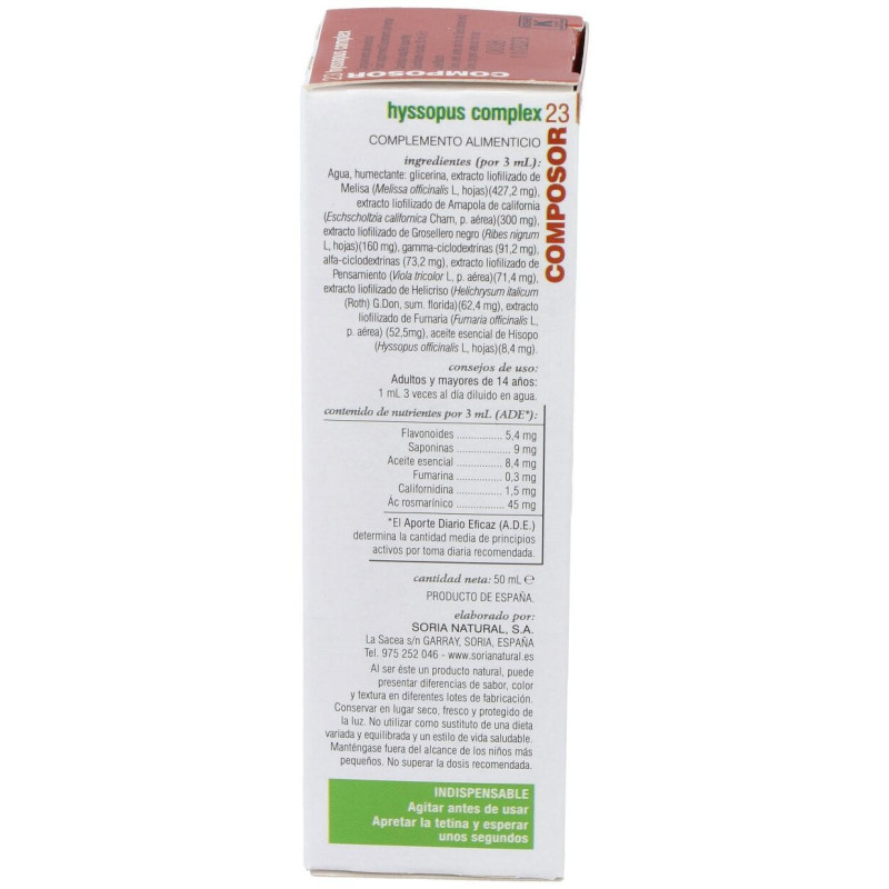 Composor 23 - Hyssopus Complex 50ml - Soria Natural