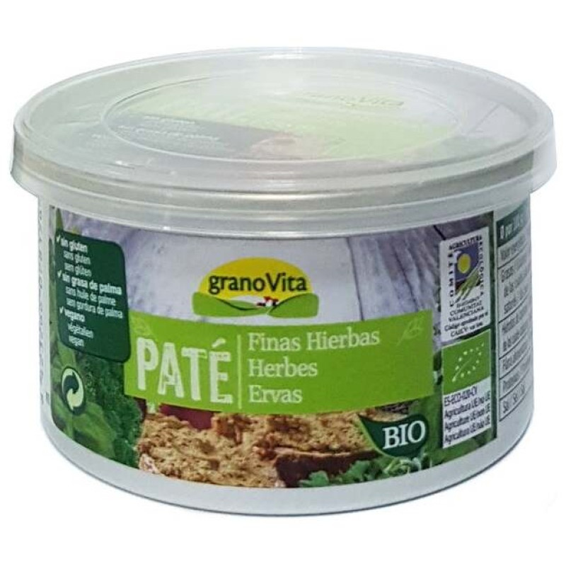 Pate Finas Hierbas Bio sin Azúcar 125g - Granovita