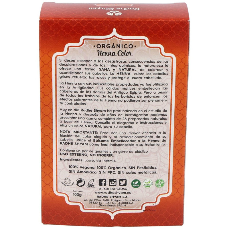 Henna Tinte Natur Cobre Polvo 100gr - Radhe Shyam
