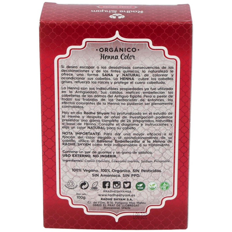 Henna Tinte Nat Caoba Osc Polvo 100gr - Radhe Shyam