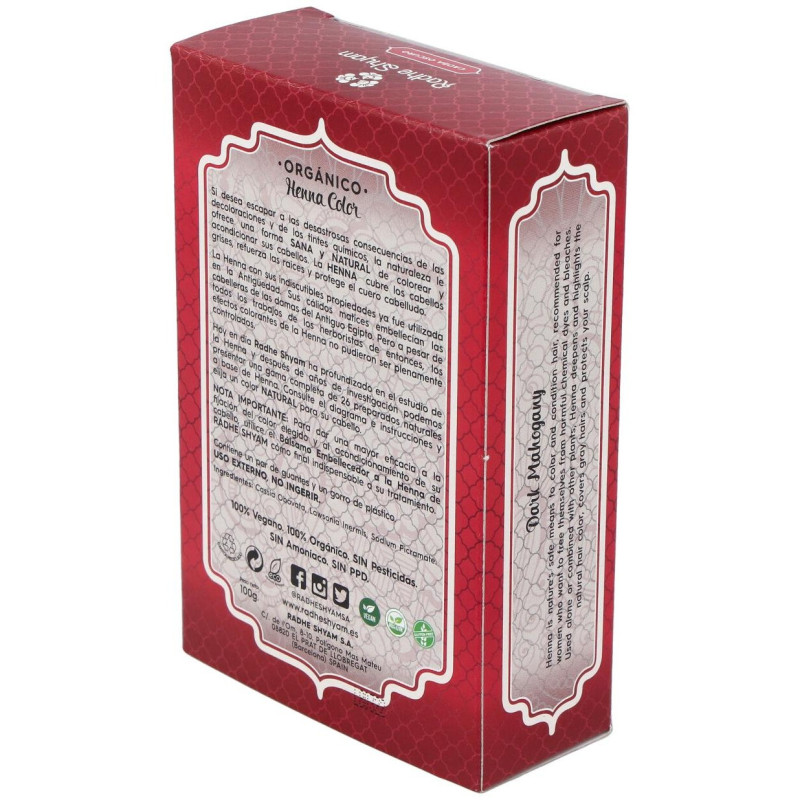 Henna Tinte Nat Caoba Osc Polvo 100gr - Radhe Shyam