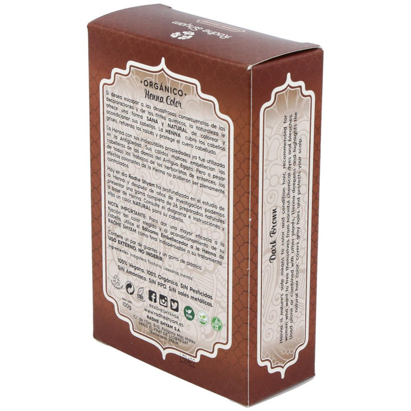 Hena Tinte Natural Castaño Oscuro Polvo 100gr - Radhe Shyam