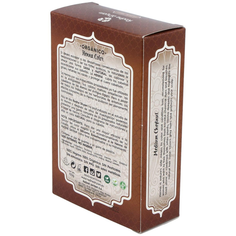 Henna Polvo Castaño Medio 100gr. Eco - Radhe Shyam