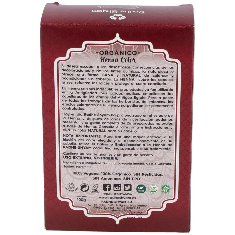 Henna Castaño Caoba Polvo - Radhe Shyam
