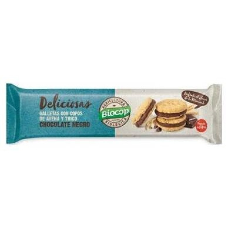 Galleta Deliciosas Rellena Chocolate Negro 50g Bio - Biocop