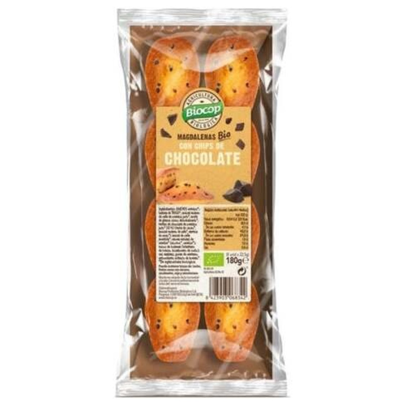 Magdalenas con Chips de Chocolate Bio 180g - Biocop