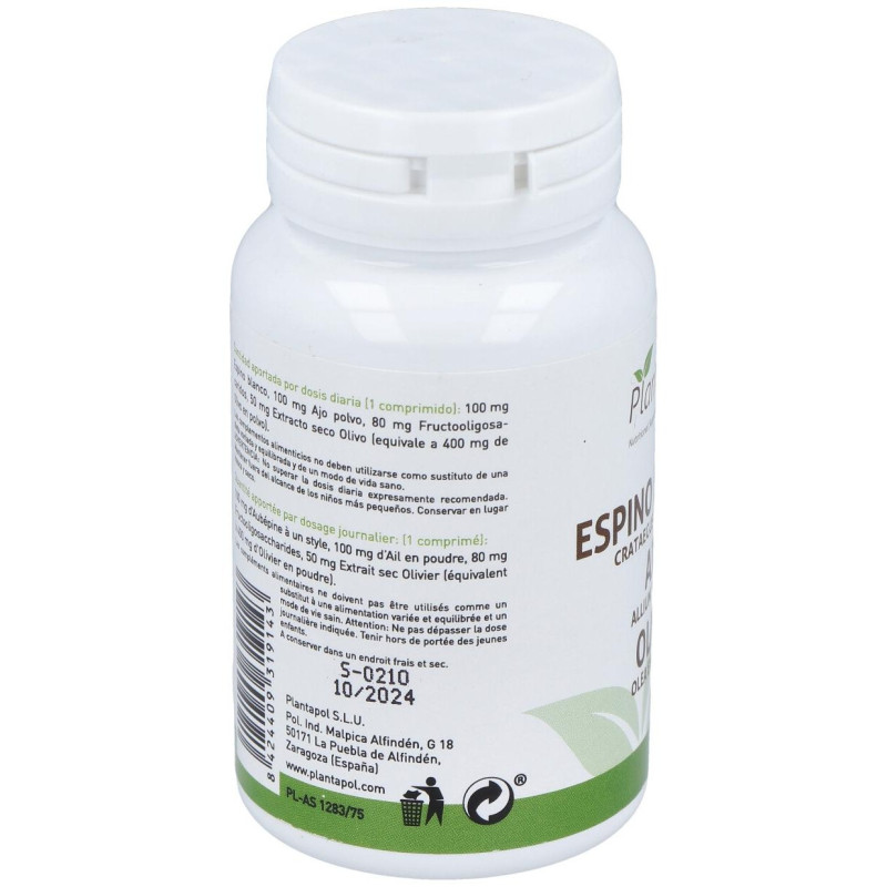 Espino Blanco_ Ajo_ Olivo 100 Comprimidos - Plantapol