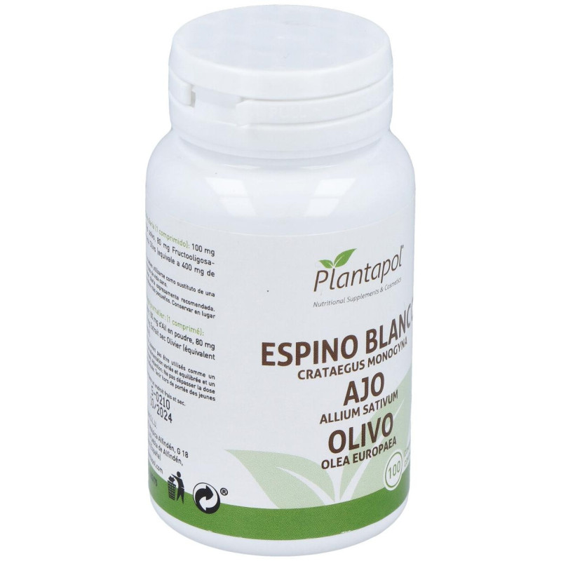 Espino Blanco_ Ajo_ Olivo 100 Comprimidos - Plantapol
