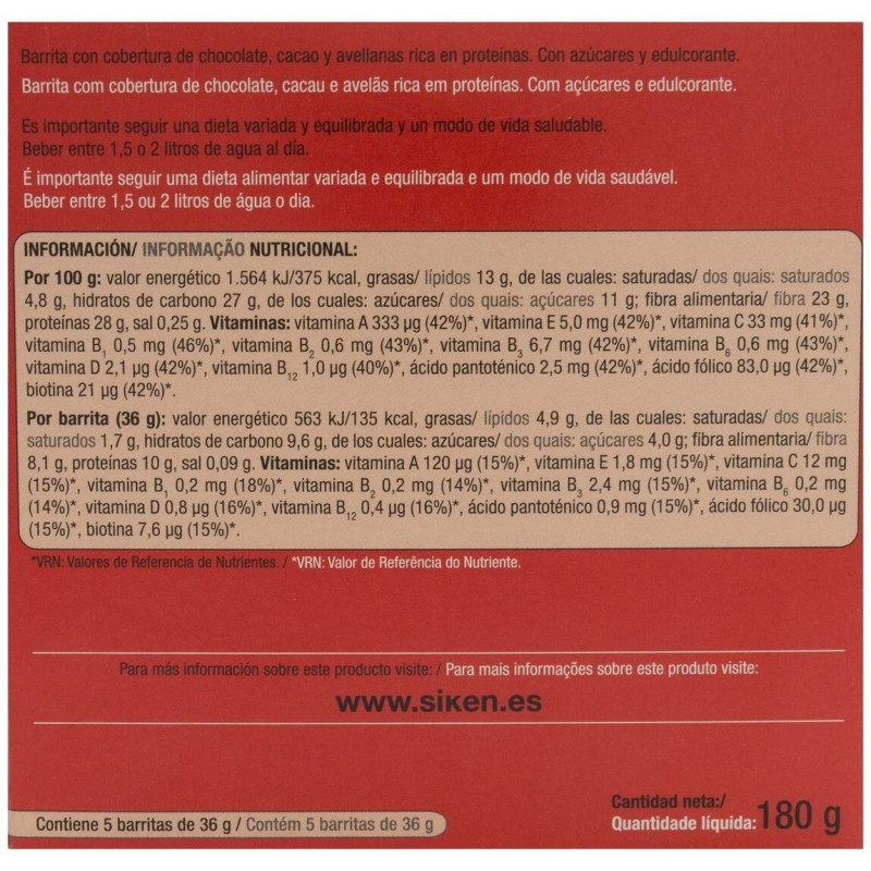 Siken Diet Barrita Sabor Crema Cacao 5uds - Sikendiet