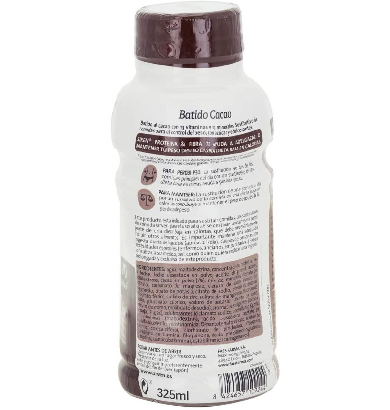 Siken Protein Sustitutive Batido (1 Envase 325 ml Sabor Cacao) - Diafarm