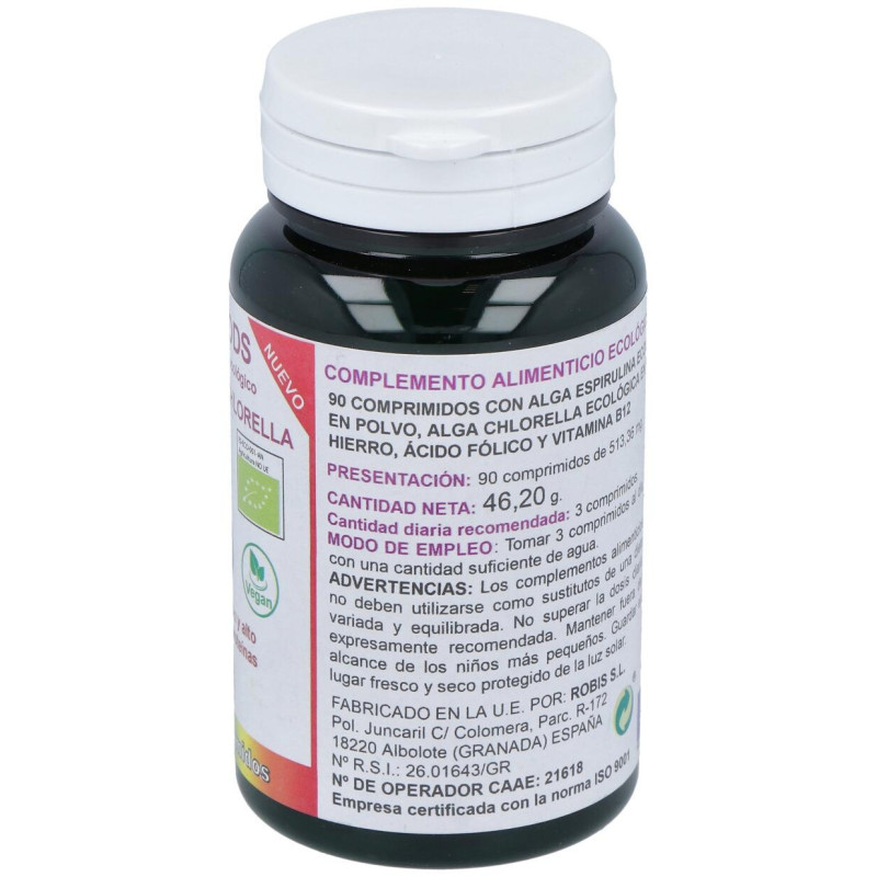 Espirulina+chlorella +ácido Folico+hierro+b12 90comp - Robis