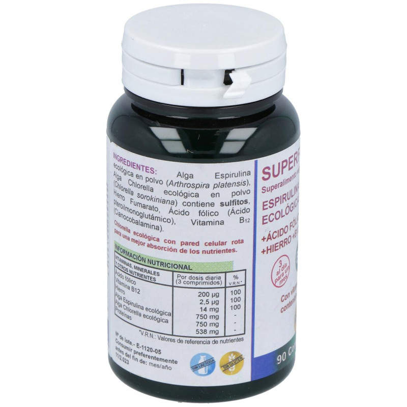 Espirulina+chlorella +ácido Folico+hierro+b12 90comp - Robis