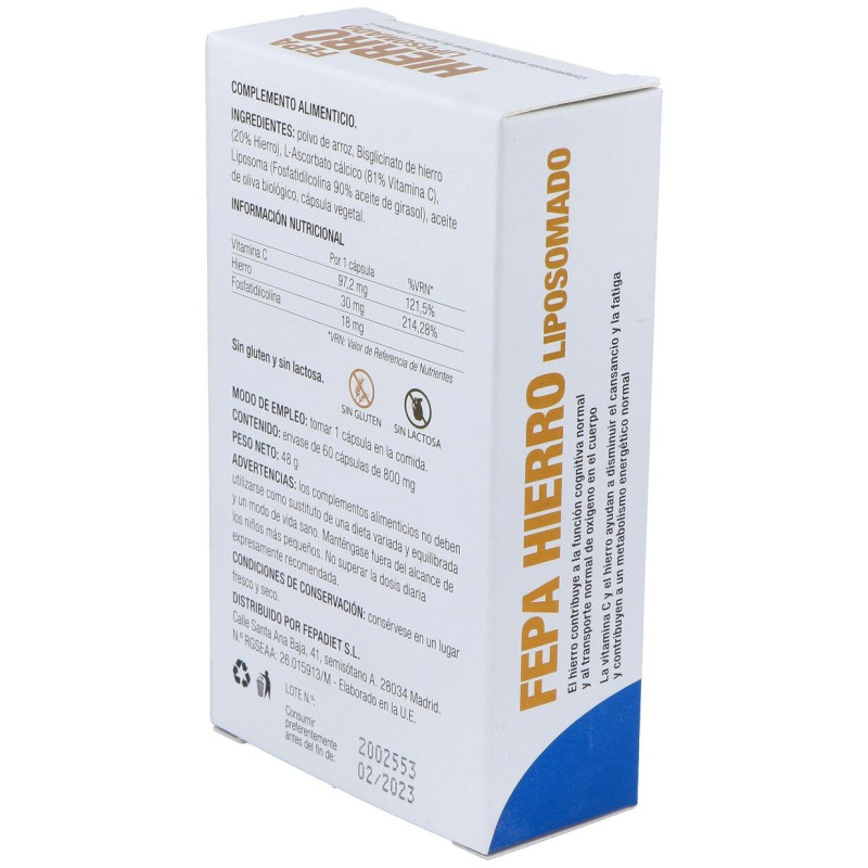 Fepadiet Hierro Liposomado 30mg 60caps - Fepa