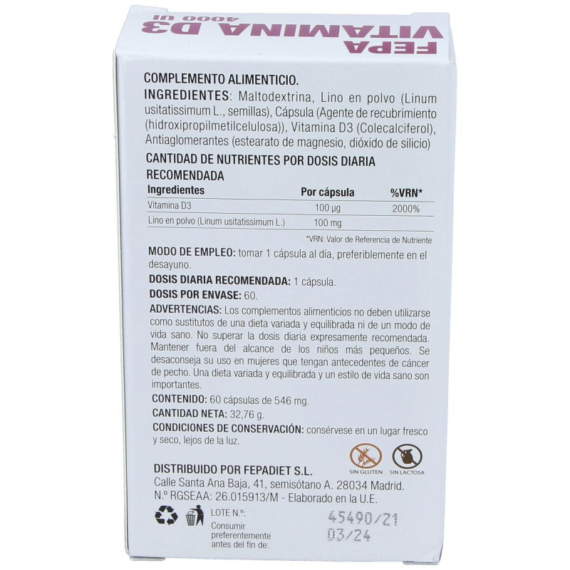 Fepa-Vitamina D3 4000Ui 60Cap.