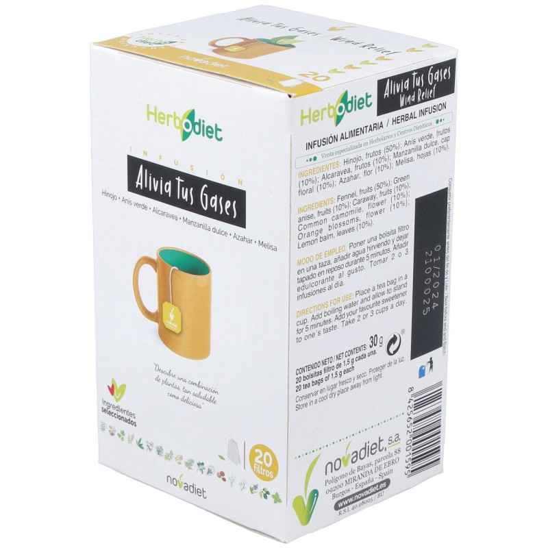 Herbodiet Infusión para Aliviar los Síntomas de los Gases 20u - Novadiet
